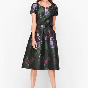 Talbots Black and Purple Floral Midi Dress